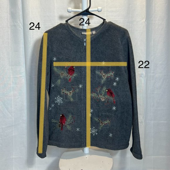 Croft & Barrow Bird Christmas Zip Up Cardigan Sweater Jacket Women sz M - Picture 2 of 7